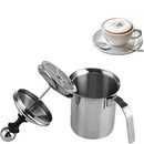 400ml Stainless Steel Manual Milk Frother Double Mesh Strainer Frothing Pitcher