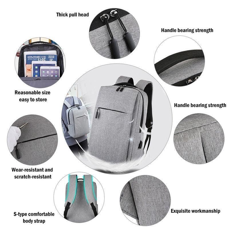 Waterproof Laptop Backpack Bag for Men Women School Travel Business Use - Grey 1 Zipper