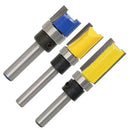 3PCS 1/4inch Shank Flute Flush Trim Router Bit Set Top Bearing Milling Cutter Kit