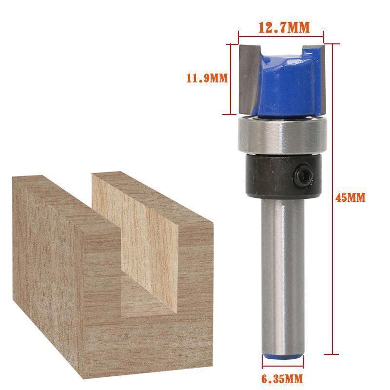 3PCS 1/4inch Shank Flute Flush Trim Router Bit Set Top Bearing Milling Cutter Kit