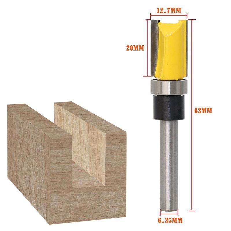 3PCS 1/4inch Shank Flute Flush Trim Router Bit Set Top Bearing Milling Cutter Kit
