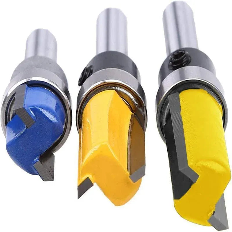 3PCS 1/4inch Shank Flute Flush Trim Router Bit Set Top Bearing Milling Cutter Kit