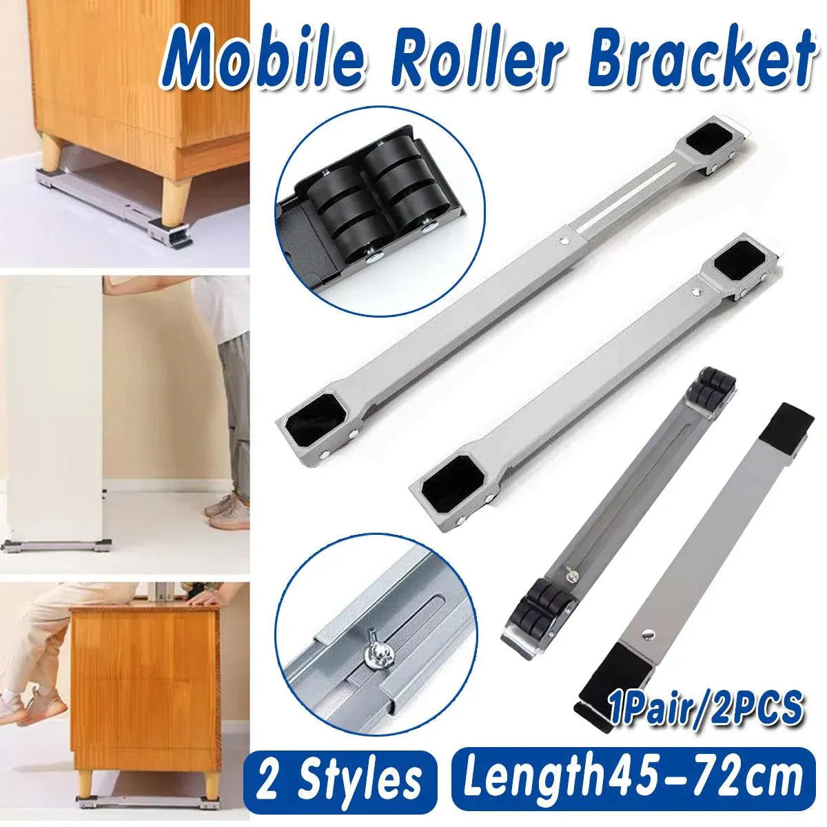 2pcs Adjustable Refrigerator Washing Machine Base Stand Movable Support Shelf - Grooved