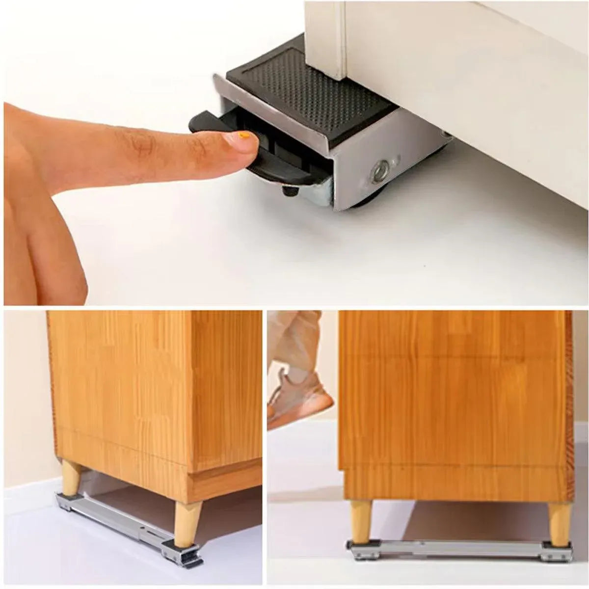 2pcs Adjustable Refrigerator Washing Machine Base Stand Movable Support Shelf - Grooved