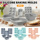 6PCS Silicone Cake Mould Set Baking Pans Nonstick Cupcake Cookie Tools Reusable - Green