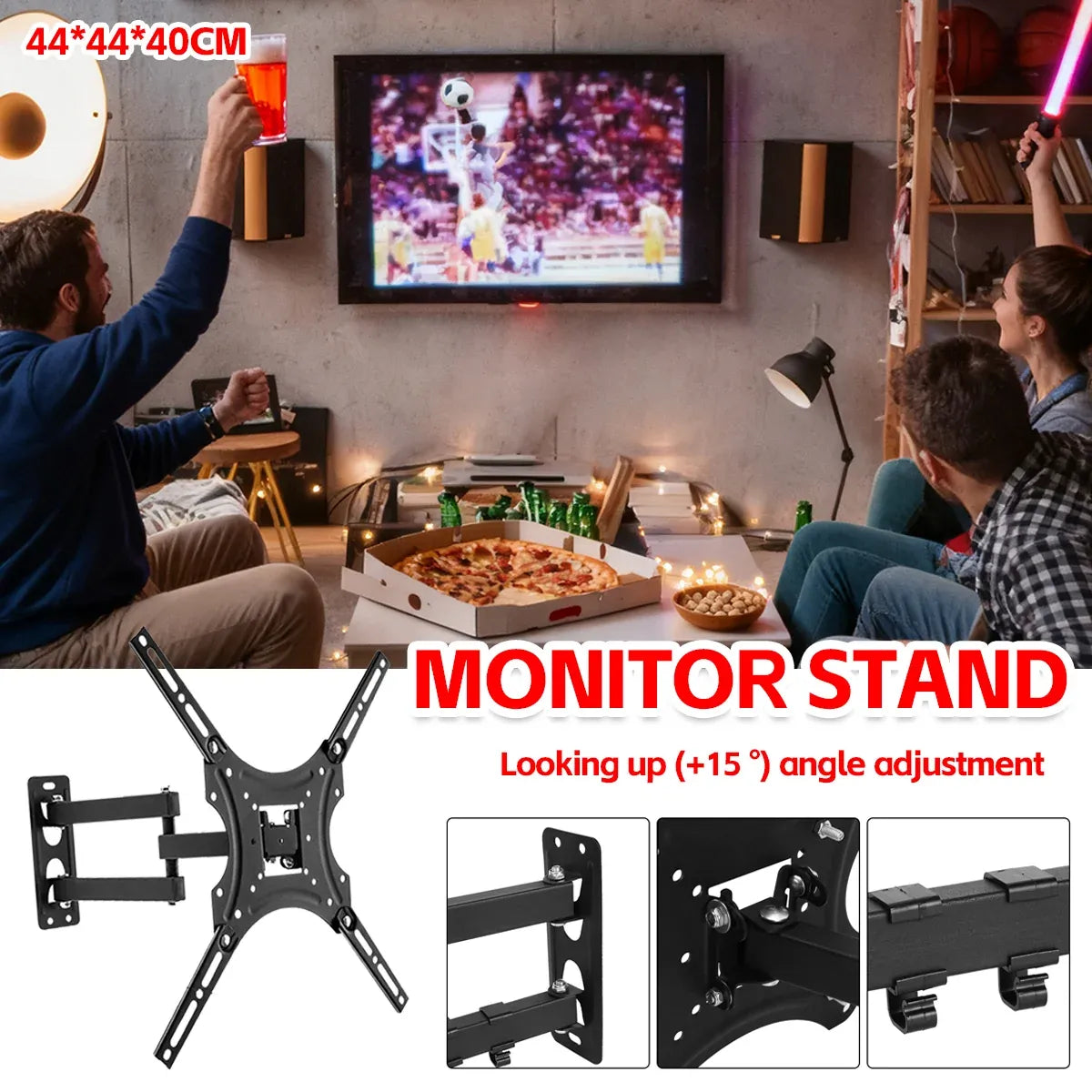 32-55 Inch TV Monitor Wall Mount Bracket Adjustable Telescopic Stable X-Shaped
