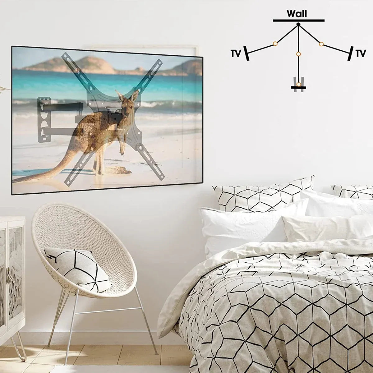 32-55 Inch TV Monitor Wall Mount Bracket Adjustable Telescopic Stable X-Shaped