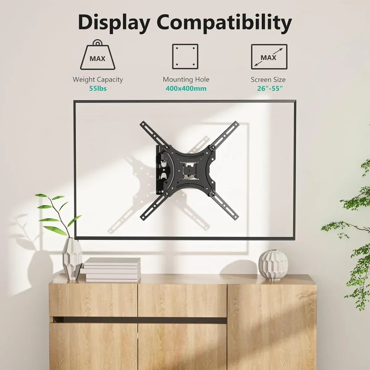 32-55 Inch TV Monitor Wall Mount Bracket Adjustable Telescopic Stable X-Shaped