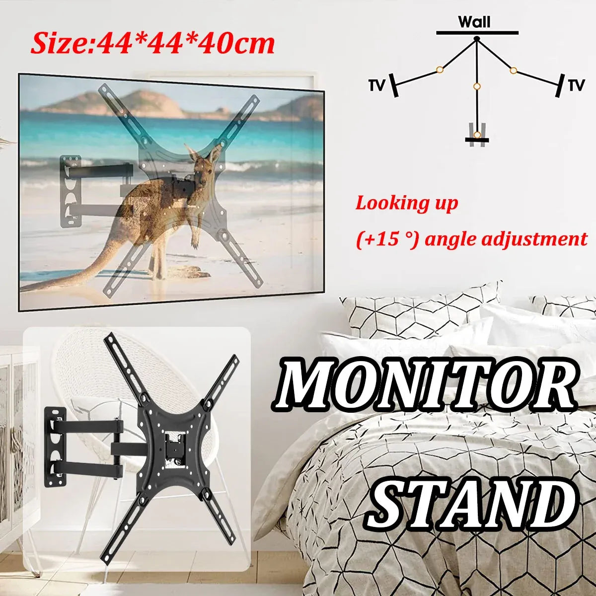 32-55 Inch TV Monitor Wall Mount Bracket Adjustable Telescopic Stable X-Shaped
