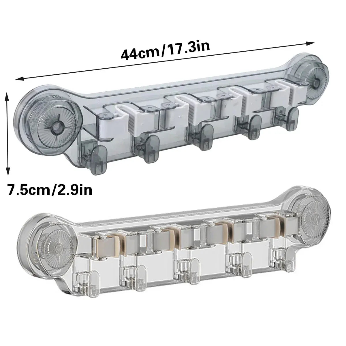 Wall-mounted Mop Fixing Rack Universal Model Strong Suction Cup Bathroom Rack - Transparent