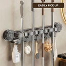 Wall-mounted Mop Fixing Rack Universal Model Strong Suction Cup Bathroom Rack - Transparent