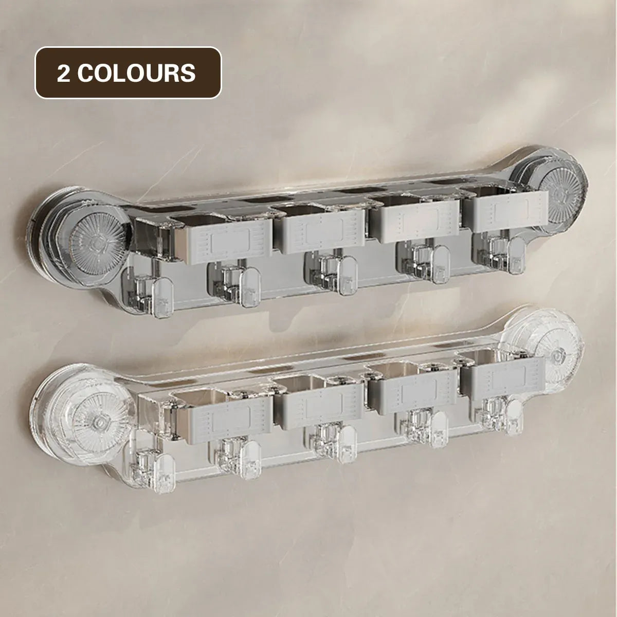 Wall-mounted Mop Fixing Rack Universal Model Strong Suction Cup Bathroom Rack - Transparent