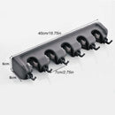 Broom Hanger Mop Holder Wall Mounted Brush Storage Rack Organizer Kitchen Tool - Black
