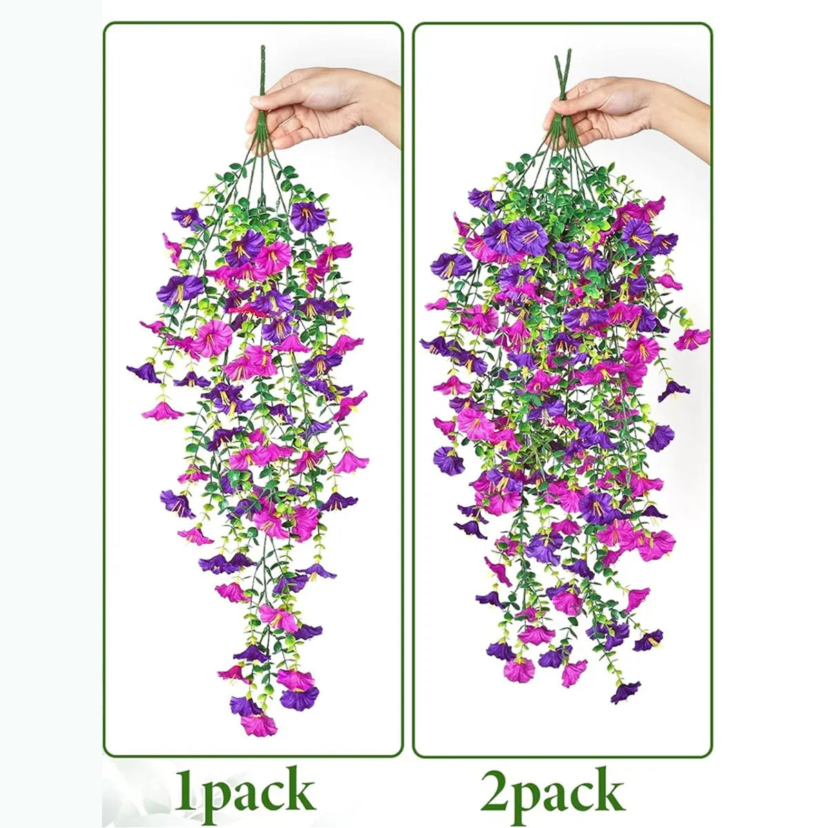 3PCS Artificial Morning Glory Vine Hanging Wall Decoration Flower Decor Garden