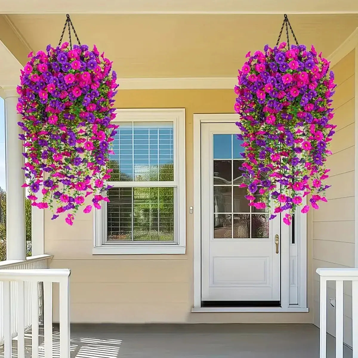 3PCS Artificial Morning Glory Vine Hanging Wall Decoration Flower Decor Garden