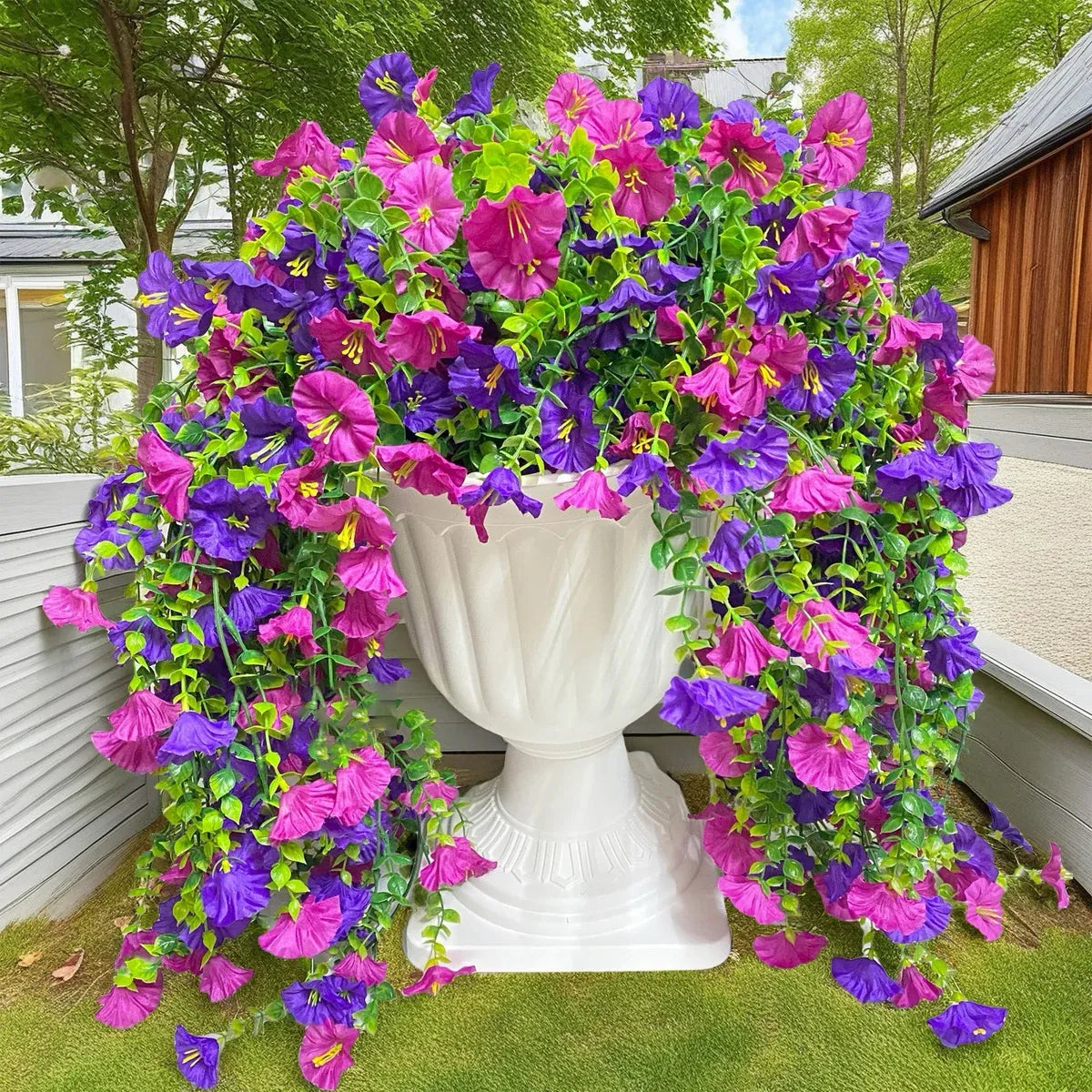 3PCS Artificial Morning Glory Vine Hanging Wall Decoration Flower Decor Garden
