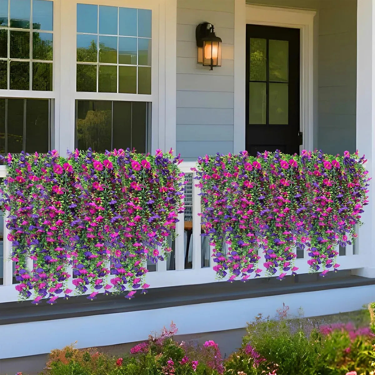 3PCS Artificial Morning Glory Vine Hanging Wall Decoration Flower Decor Garden