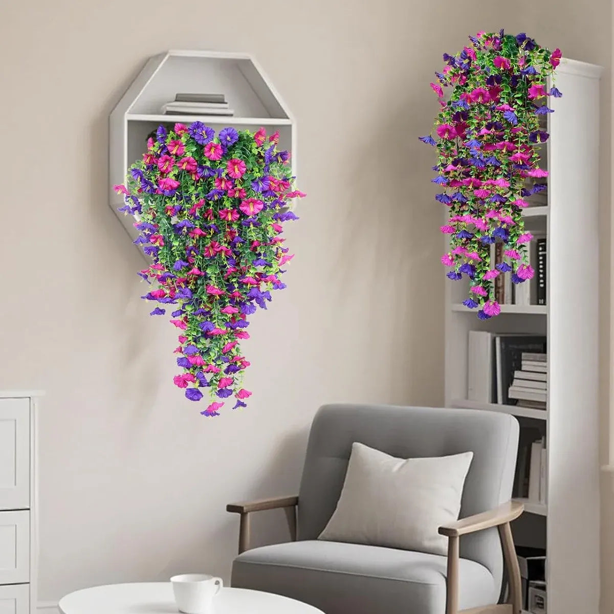 3PCS Artificial Morning Glory Vine Hanging Wall Decoration Flower Decor Garden