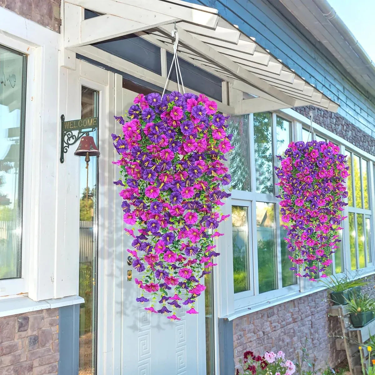 3PCS Artificial Morning Glory Vine Hanging Wall Decoration Flower Decor Garden