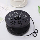 Fireproof Wrought Iron Mosquito Coil Holder with Cover for Indoor Outdoor Use - Grey