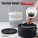 Fireproof Wrought Iron Mosquito Coil Holder with Cover for Indoor Outdoor Use - White