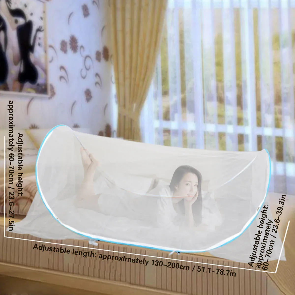 Pop Up Mosquito Net Foldable Portable Bed Travel Dormitory Adjustable Size