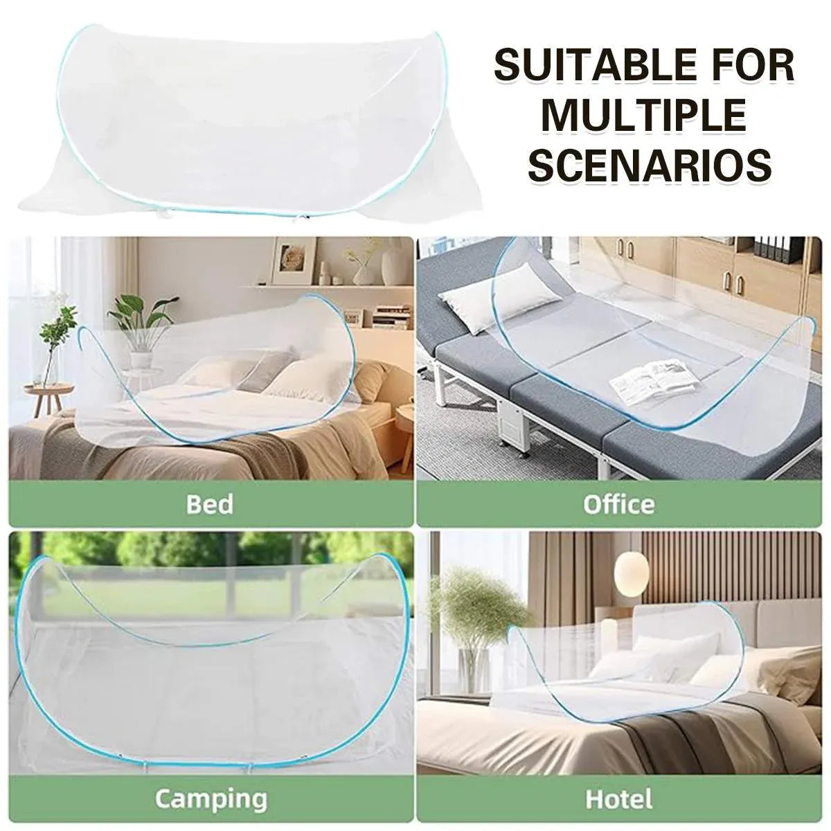 Pop Up Mosquito Net Foldable Portable Bed Travel Dormitory Adjustable Size