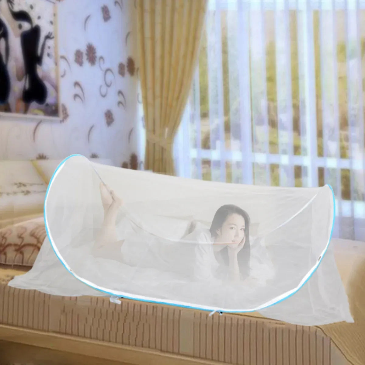 Pop Up Mosquito Net Foldable Portable Bed Travel Dormitory Adjustable Size