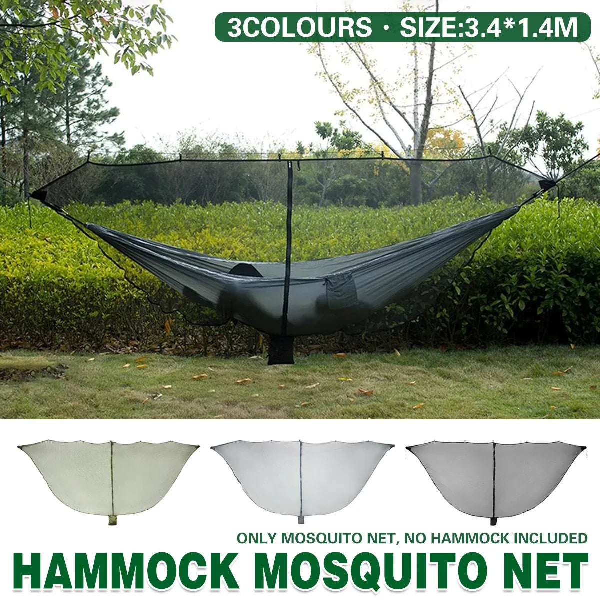 Hammock Mosquito Net Separate Anti-Mosquito Cover For Outdoor Picnic Camping - Green