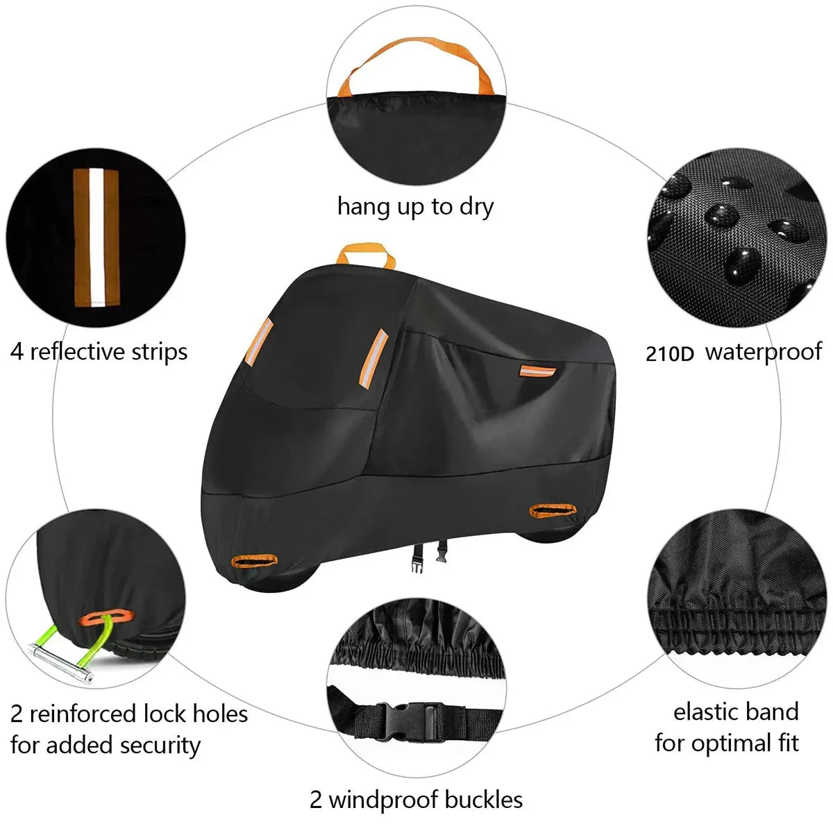 Motorcycle Cover Universal Waterproof Dustproof Bike Cover Outdoor Protection - L