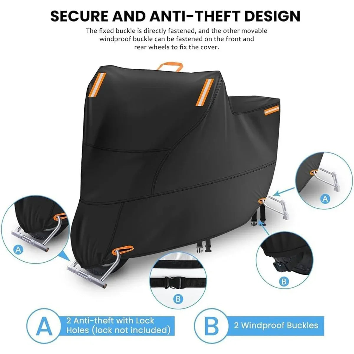 Motorcycle Cover Universal Waterproof Dustproof Bike Cover Outdoor Protection - L