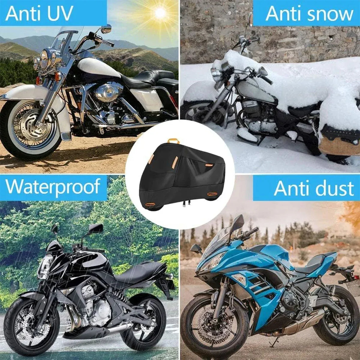 Motorcycle Cover Universal Waterproof Dustproof Bike Cover Outdoor Protection - L