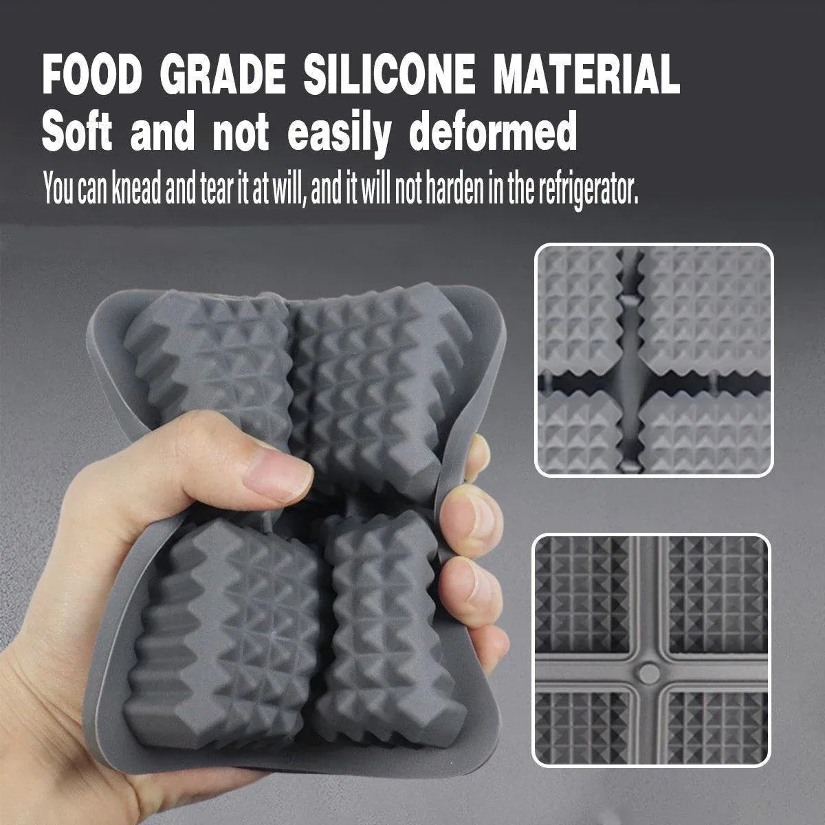 2PCS Silicone Ice Cube Tray Round and Square Ice Ball Maker for Whiskey Cocktails - Black