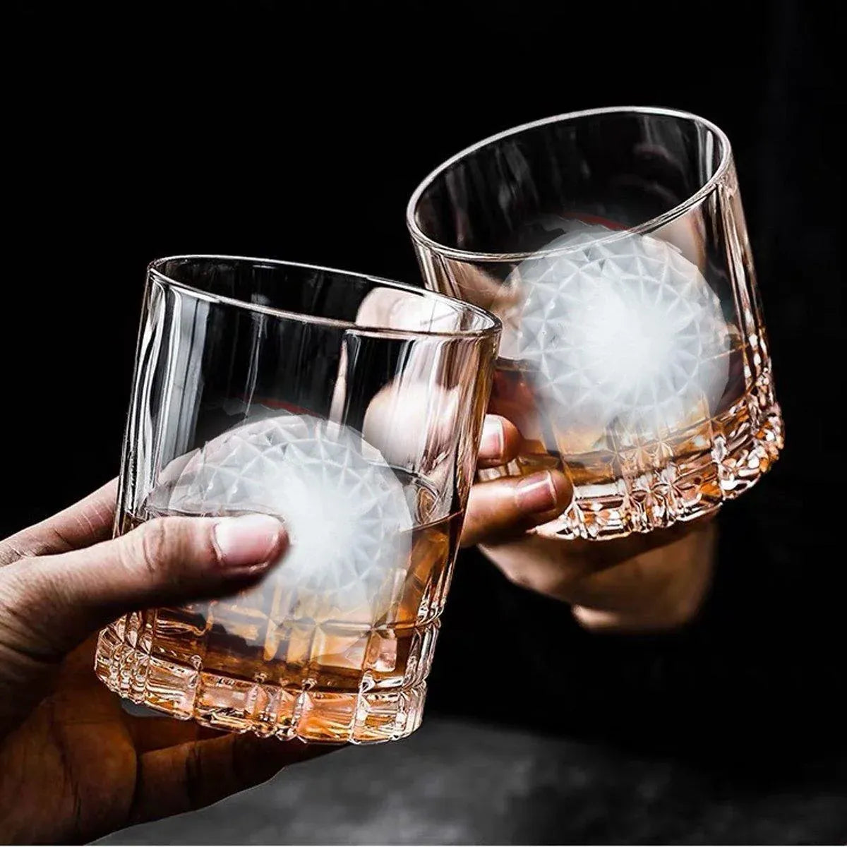 2PCS Silicone Ice Cube Tray Round and Square Ice Ball Maker for Whiskey Cocktails - Black