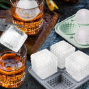 2PCS Silicone Ice Cube Tray Round and Square Ice Ball Maker for Whiskey Cocktails - Grey