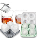 2PCS Silicone Ice Cube Tray Round and Square Ice Ball Maker for Whiskey Cocktails - Grey