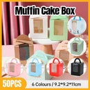 50 Pack Premium Cupcake Boxes with Window Thickened Cardboard Muffin Holders - Black