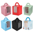 50 Pack Premium Cupcake Boxes with Window Thickened Cardboard Muffin Holders - Black