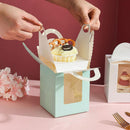 50 Pack Premium Cupcake Boxes with Window Thickened Cardboard Muffin Holders - Blue