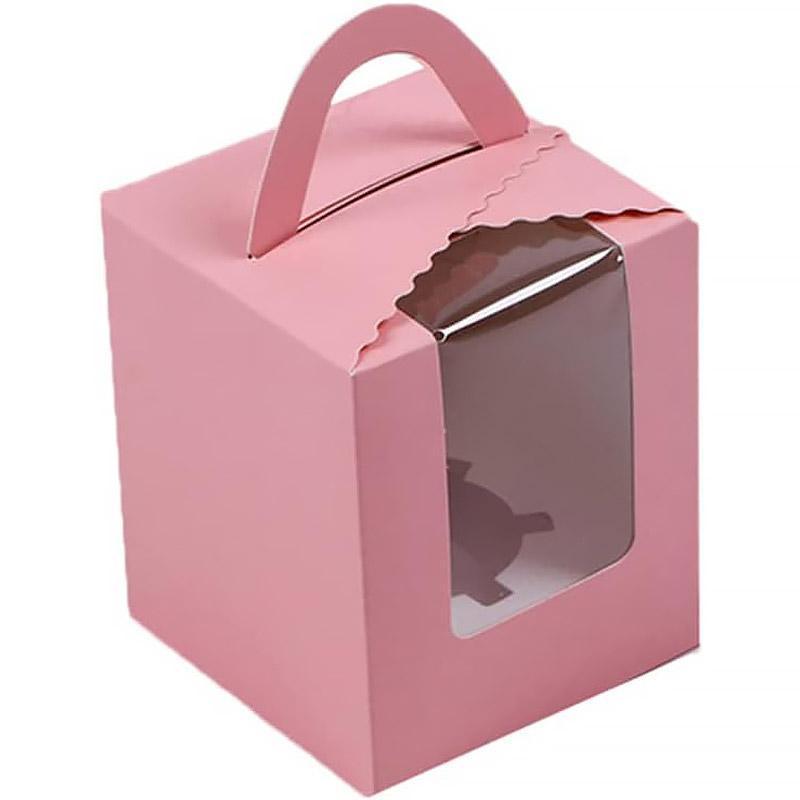 50 Pack Premium Cupcake Boxes with Window Thickened Cardboard Muffin Holders - Blue
