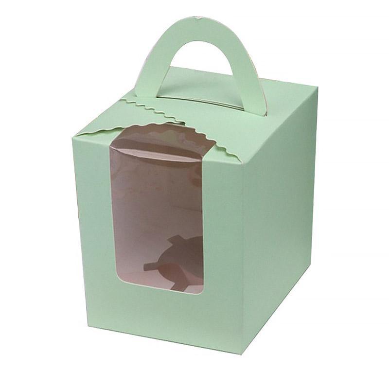 50 Pack Premium Cupcake Boxes with Window Thickened Cardboard Muffin Holders - Blue