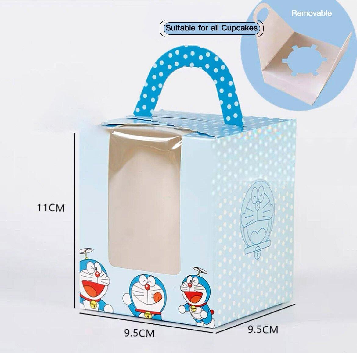 50 Pack Premium Cupcake Boxes with Window Thickened Cardboard Muffin Holders - Blue