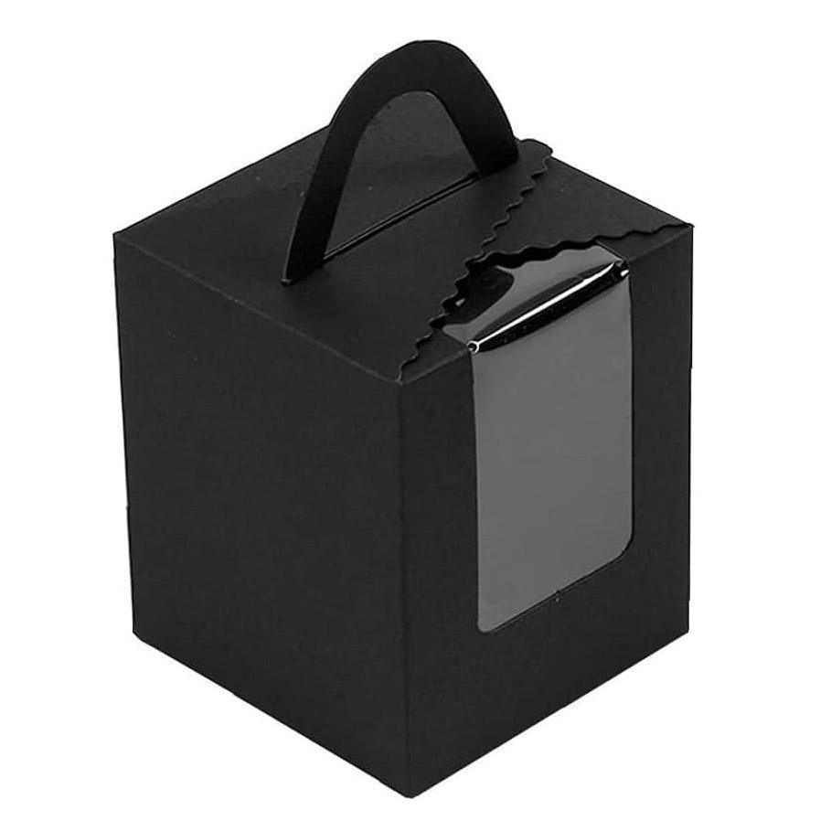 50 Pack Premium Cupcake Boxes with Window Thickened Cardboard Muffin Holders - Red