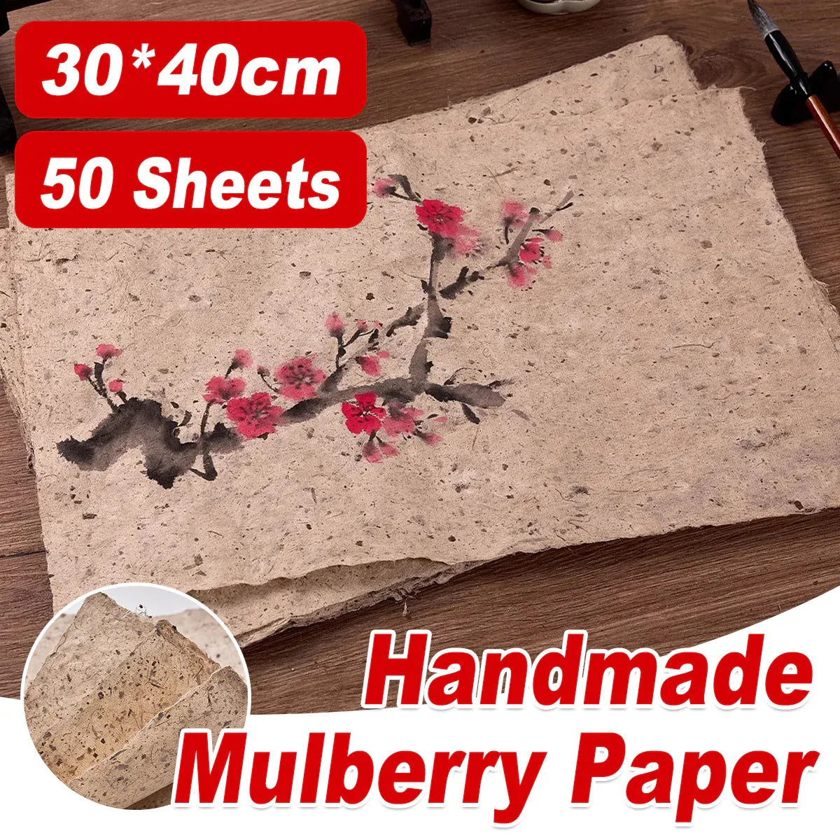 50 Sheets Handmade Mulberry Paper Traditional Craft for Calligraphy Painting