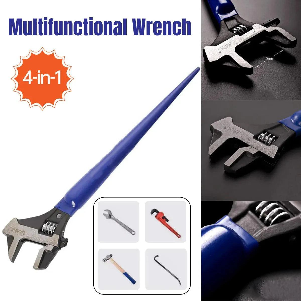 4 in 1 Multi Function Adjustable Wrench Tool Heavy Duty Mechanic Wrench Set