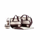 5Pcs Travel Nappy Bag Set with Shoulder Tote and Changing Organiser Bags - Black