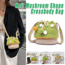 Handmade Wool Woven Mushroom Bag Fashion Shoulder Crossbody Womens Bucket Bag