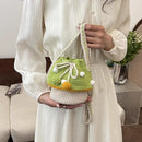 Handmade Wool Woven Mushroom Bag Fashion Shoulder Crossbody Womens Bucket Bag