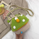 Handmade Wool Woven Mushroom Bag Fashion Shoulder Crossbody Womens Bucket Bag