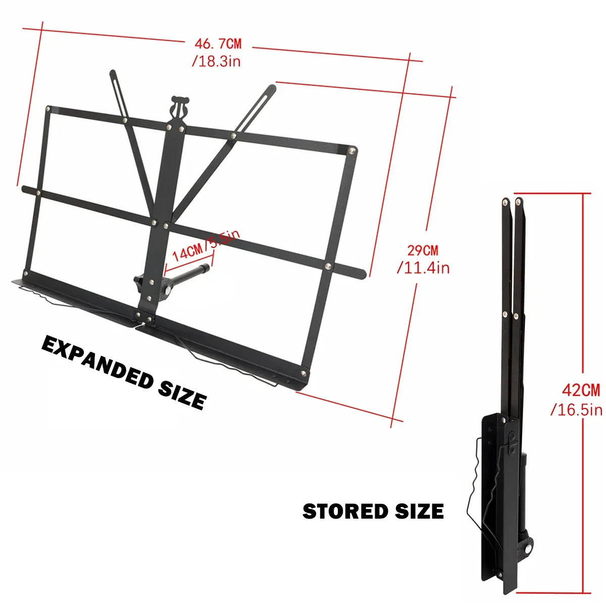 Portable Folding Music Stand Iron Desktop Book Holder Reading Sheet Rack Display